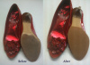 Protection and heel tabs installed women shoes